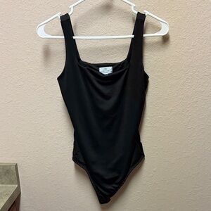 Elegant Black Wide Strap Bodysuit